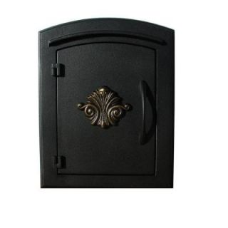 QualArc Manchester Black Column or Wall Mount Mailbox with Fleur De Lis Door MAN 1402BL