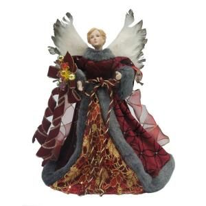 12 in. Burgundy Fabric Angel Tree Topper A 131027A