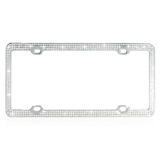 Basacc White Crystals License Plate Frame