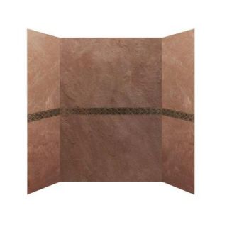 34 in. x 48 in. x 76 in. 4 Panel Shower Surround with Design Strips in Rustic DISCONTINUED HDS3448 76DS R