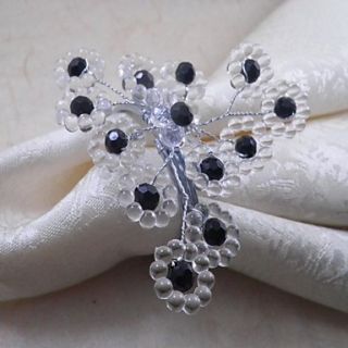 Clear Crystal Acrylic Flower Napkin Ring, Acrylic, 4.5cm, Set of 12