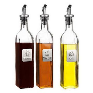 500ml 3 Pieces Glass Bottle Oil Bidon Vinegar Bottle Sauce Container
