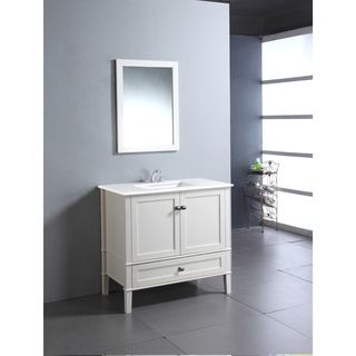 Wyndenhall Windham Soft White 36 inch Bath Vanity With 2 Doors, Bottom Drawer And White Quartz Marble Top White Size Single Vanities