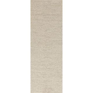 Hand woven Minnetonka Casual Solid Ivory Wool Rug (26 X 8)