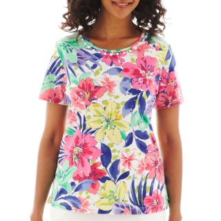 Alfred Dunner St. Tropez Short Sleeve Tropical Top