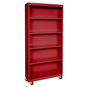 Sandusky Mobile 5 Shelf Steel Bookcase in Red BM40361872 01
