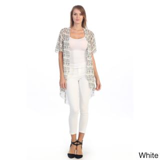 365 Apparel Inc Womens Geometric Open Cardigan Kimono White Size S (4  6)