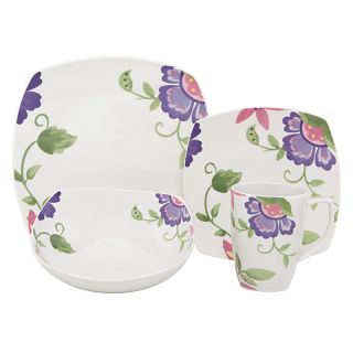 Melange Square Vitrifired Porcelain Floral Set