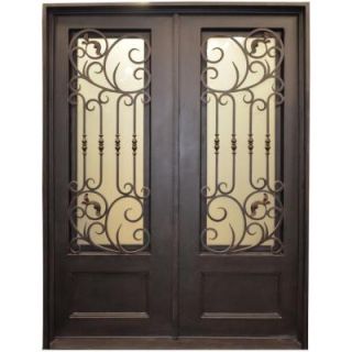Trento Iron Doors 126BP 3/4 Lite Painted Metal Dark Bronze Wrought Iron Entry Door TR 126BP
