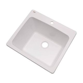 Mont Blanc Wakefield Drop in Natural Stone Composite 25x22x13 1 Hole Single Bowl Utility Sink in White 32100NSC