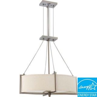 Glomar 4 Light Oval Pendant with Khaki Fabric Shade Finished in Hazel Bronze   (4) 13w GU24 Lamps Included HD 4045