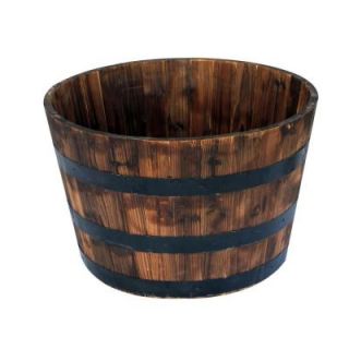 26 in. Round Wooden Barrel Planter HL6642
