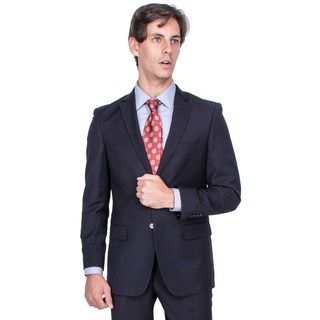 Mens Modern Fit Black Tonal Striped 2 button Suit