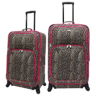 U.s. Traveler Pink Leopard 2 piece Spinner Checked Luggage Set