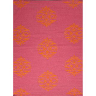 Handmade Flat Weave Moroccan Pattern Pink/ Purple Rug (9 X 12)