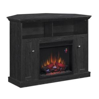 Hampton Bay Charles Mill 46 in. Convertible Media Console Electric Fireplace in Black 23DE9447 PB84