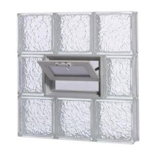 24 in. x 24 in. x 3 in. IceScapes Pattern Vented Glass Block Window 103166