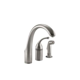 KOHLER Forte 3 Hole 1 Handle Low Arc Kitchen Faucet with Side Sprayer in Vibrant Stainless Steel K 10430 VS