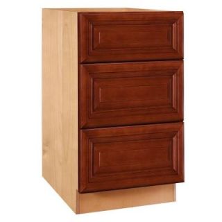 Home Decorators Collection Assembled 12x34.5x24 in. Base Cabinet with 3 Drawers in Lyndhurst Cabernet BD12 LCB