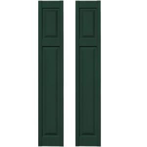 Builders Edge 12 in. x 67 in. Cottage Style Raised Panel Vinyl Exterior Shutters Pair in #122 Midnight Green 030120167122