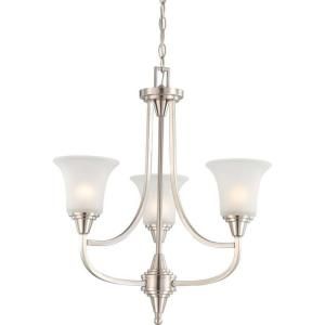Glomar 3 Light Brushed Nickel Chandelier with Frosted Glass Shade HD 4145