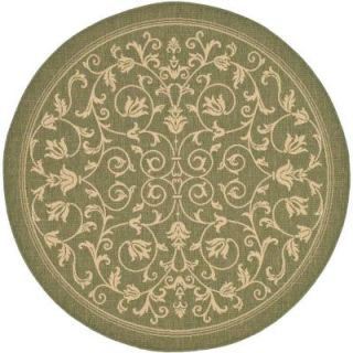 Safavieh Courtyard Olive/Natural 7.8 ft. x 7.8 ft. Round Area Rug CY2098 1E06 8R
