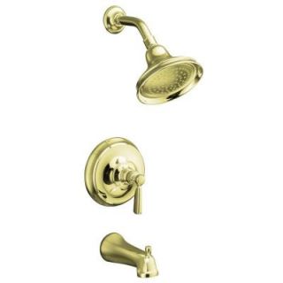 KOHLER Bancroft Rite Temp 1 Handle Pressure Balancing Bath and Shower Faucet Trim in Vibrant French Gold (Valve not included) K T10582 4 AF