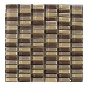 TAFCO PRODUCTS 12 in. x 12 in. x 1/4 in. Thick Stacked Brown Glass Tile GT203