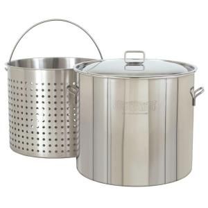 Bayou Classic 162 qt. Stainless Steel Stockpot with Basket and Lid 1162
