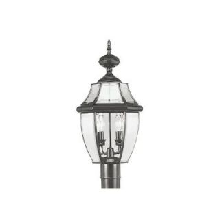 Filament Design 2 Light Outdoor Black Post Head with Clear Beveled Glass CLI MEN2254 04