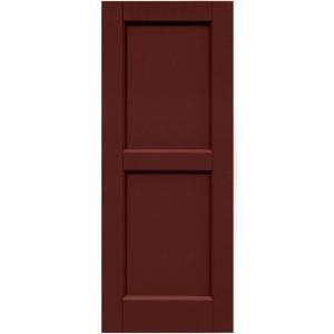 Winworks Wood Composite 15 in. x 38 in. Contemporary Flat Panel Shutters Pair #650 Board and Batten Red 61538650