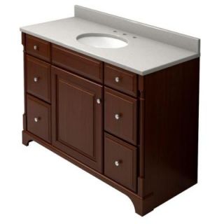 KraftMaid 48 in. Vanity in Autumn Blush with Natural Quartz Vanity Top in Zircon and White Sink VC4821L6S7.ASP.7118PN