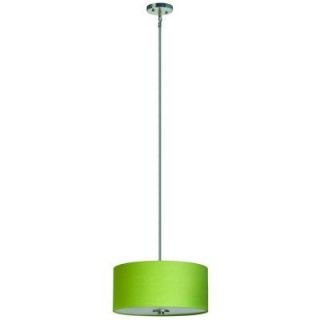 Yosemite Home Decor Lyell Forks Family 3 Light Satin Steel Pendant with Riche Lime Shade SH1607 3P RLSS