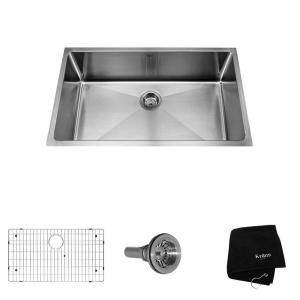 KRAUS All in One Undermount 32x19x10 0 Hole Single Bowl Kitchen Sink KHU100 32