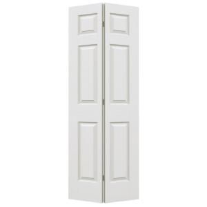 Woodgrain 6 Panel Primed Molded Interior Bi Fold Closet Door THDJW160600147
