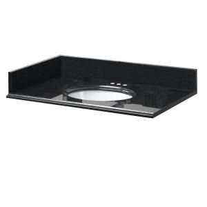 Pegasus 25 In. x 22 In. Granite Vanity Top with White Bowl and 4 In. Faucet spread in Midnight Black 15888