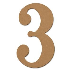 Design Craft MIllworks 8 in. MDF Classic Wood Number (3) 47389