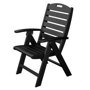 Trex Outdoor Furniture Yacht Club Charcoal Black Highback Patio Folding Chair TXD38CB