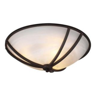 PLC Lighting 2 Light Ceiling Oil Rubbed Bronze Flush Mount with Marbleized Glass Shade CLI HD14861ORB