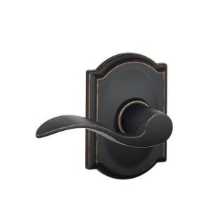 Schlage Camelot Collection Accent Aged Bronze Hall and Closet Lever F10 ACC 716 CAM