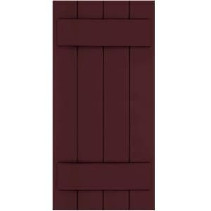Winworks Wood Composite 15 in. x 32 in. Board and Batten Shutters Pair #657 Polished Mahogany 71532657