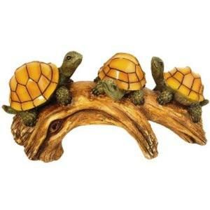 Moonrays 3 Light Outdoor Polyresin Solar Powered LED Turtles Log with Glowing Shells 91515