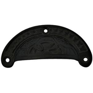 Copper Mountain Hardware Matte Black Finish 4 in. Solid Cast Iron Eastlake Style Cup Pull SHCP105IFE