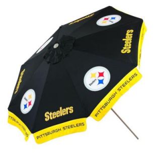 Team Sports America Pittsburgh Steelers 9 ft. Patio Umbrella in Black 0117806