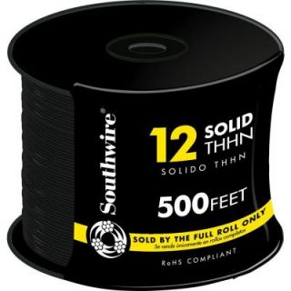 Southwire 500 ft. 12 Solid THHN Black Cable 11587357