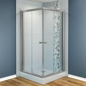 MAAX Centric 40 in. x 40 in. x 70 in. Frameless Corner Shower Door in Clear Glass and Nickel Finish 137563 900 105 000