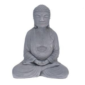 Nichols Bros. Stoneworks Cast Stone Meditating Buddha Garden Statue Antique Gray GNBDHM AG