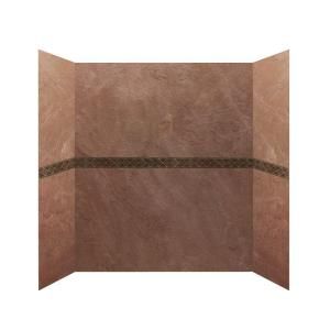 30 in. x 60 in. x 76 in. 4 Panel Shower Surround with Design Strips in Rustic DISCONTINUED HDS3060 76DS R