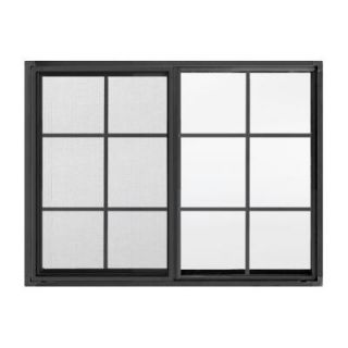 JELD WEN A 200 Series Horizontal Sliding Aluminum Block Windows, 48 in. x 36 in., Bronze, with LowE Glass, Grids and Screen 6z0988