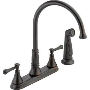 Delta Cassidy 2 Handle Side Sprayer Kitchen Faucet in Venetian Bronze 2497LF RB